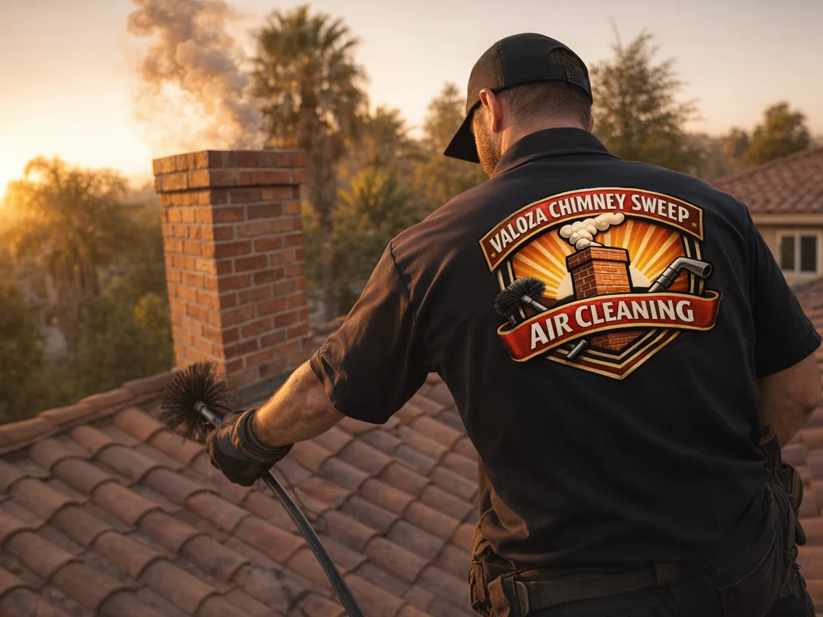 chimney cleaning technician on the job in Huntington Beach, CA